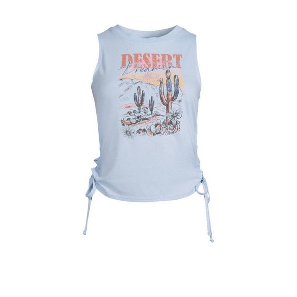 No Boundaries JRS Blue Lace Up Sleeveless Tank Blue Desert Dreaming size XXXL 21 - Picture 1 of 5